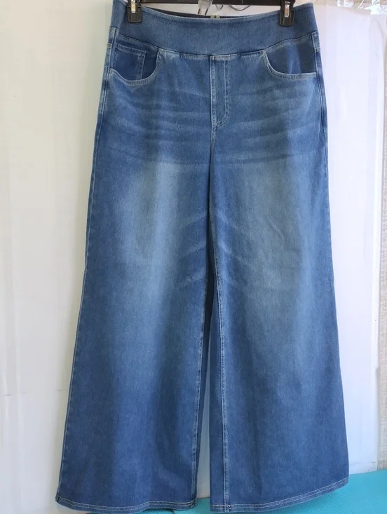 NWT Halara Flex High Waisted Pull On Baggy Wide Leg Jeans Denim Pants Size XL - Picture 4 of 12